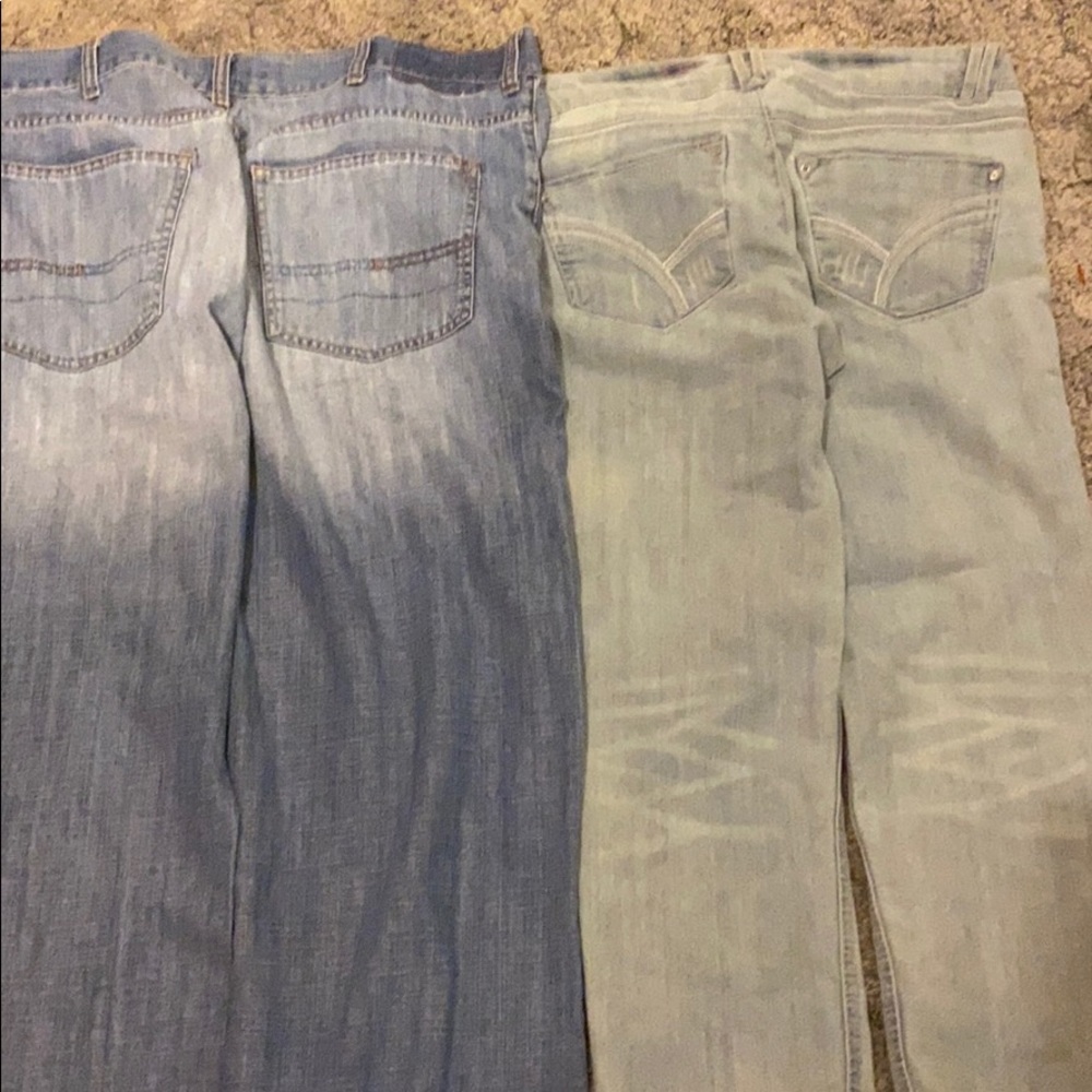Light blue women Capri, men’s Calvin Klein